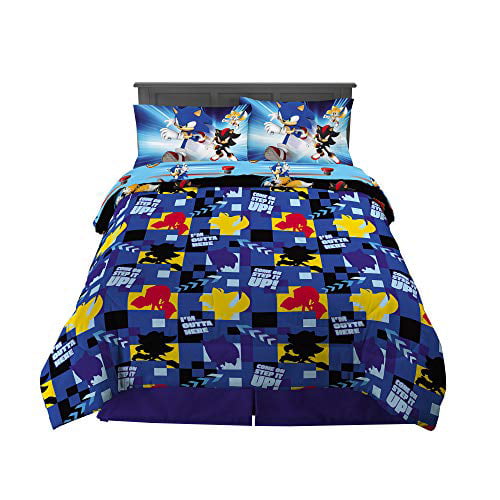 Franco Kids Bedding Super Soft Comforter and Sheet Set, 5 Piece Full Size,  Sonic The Hedgehog