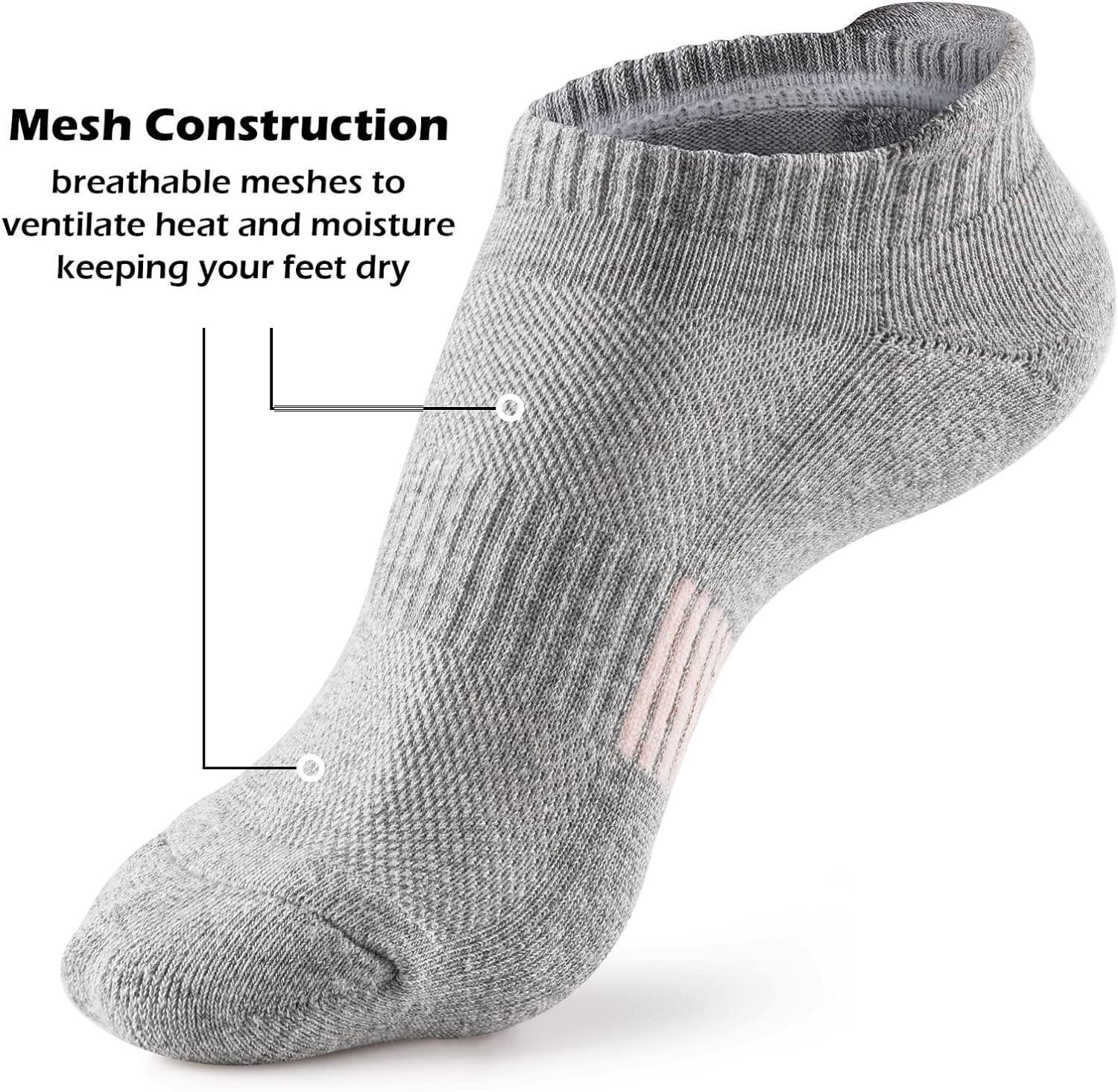 Womens Ankle Socks 5 Pairs Cushioned Running Athletic No Show Socks With Tab