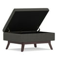 thumbnail image 3 of Owen 34 inch Wide Mid-Century Modern Coffee Table Storage Ottoman in Ebony Tweed Look Fabric, 3 of 8