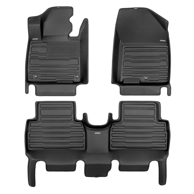 TuxMat - For Hyundai Santa Fe 2019-2020 Models - Custom Car Mats - Maximum Coverage, All Weather, Laser Measured - This Full Set Includes 1st and 2nd Rows