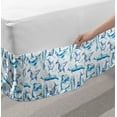thumbnail image 2 of Sea Animals Bed Skirt, Sketch of Bottlenose Dolphins Playing Laughing in the Ocean Sea Life Print, Elastic Bedskirt Dust Ruffle Wrap Around for Bedding Decor, 4 Sizes, Turquoise White, by Ambesonne, 2 of 2