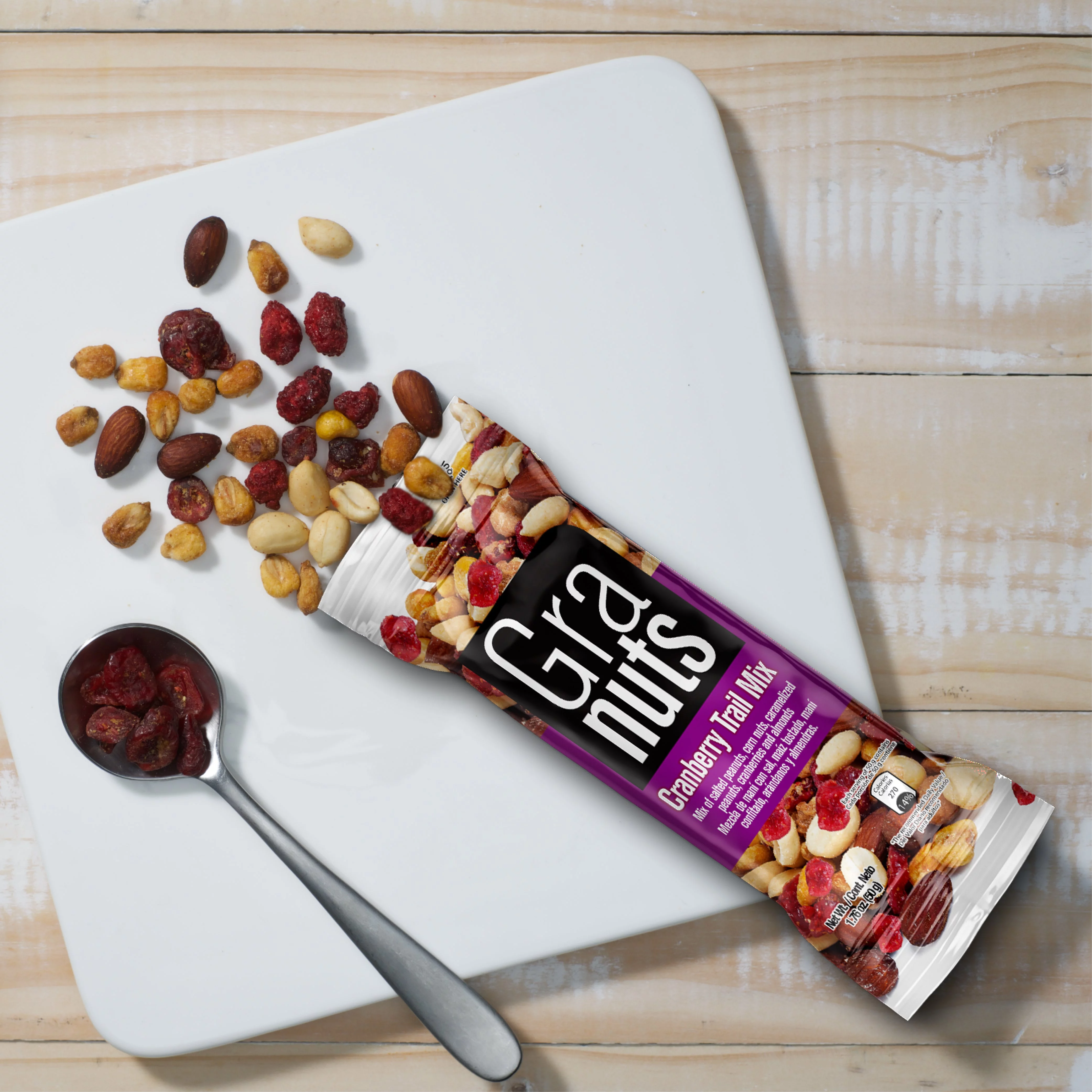 Granuts Cranberry Trail Mix, 1.76 oz., Pack of 1, Assorted Nuts, Fish-Free, Allergens: Peanuts and Almonds