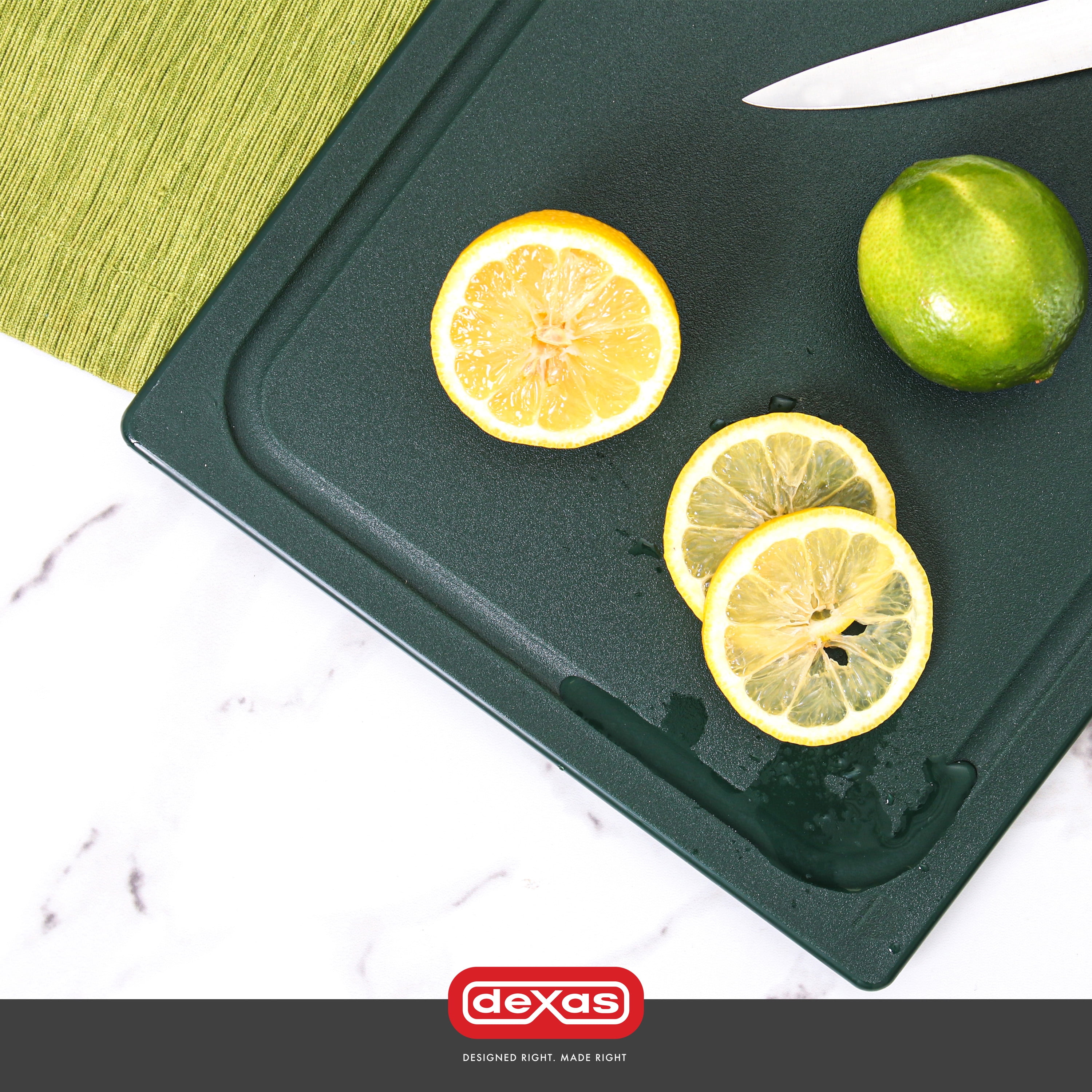 Dexas 10 x 13 Poly Cutting Board with Juice Well in Forest Green