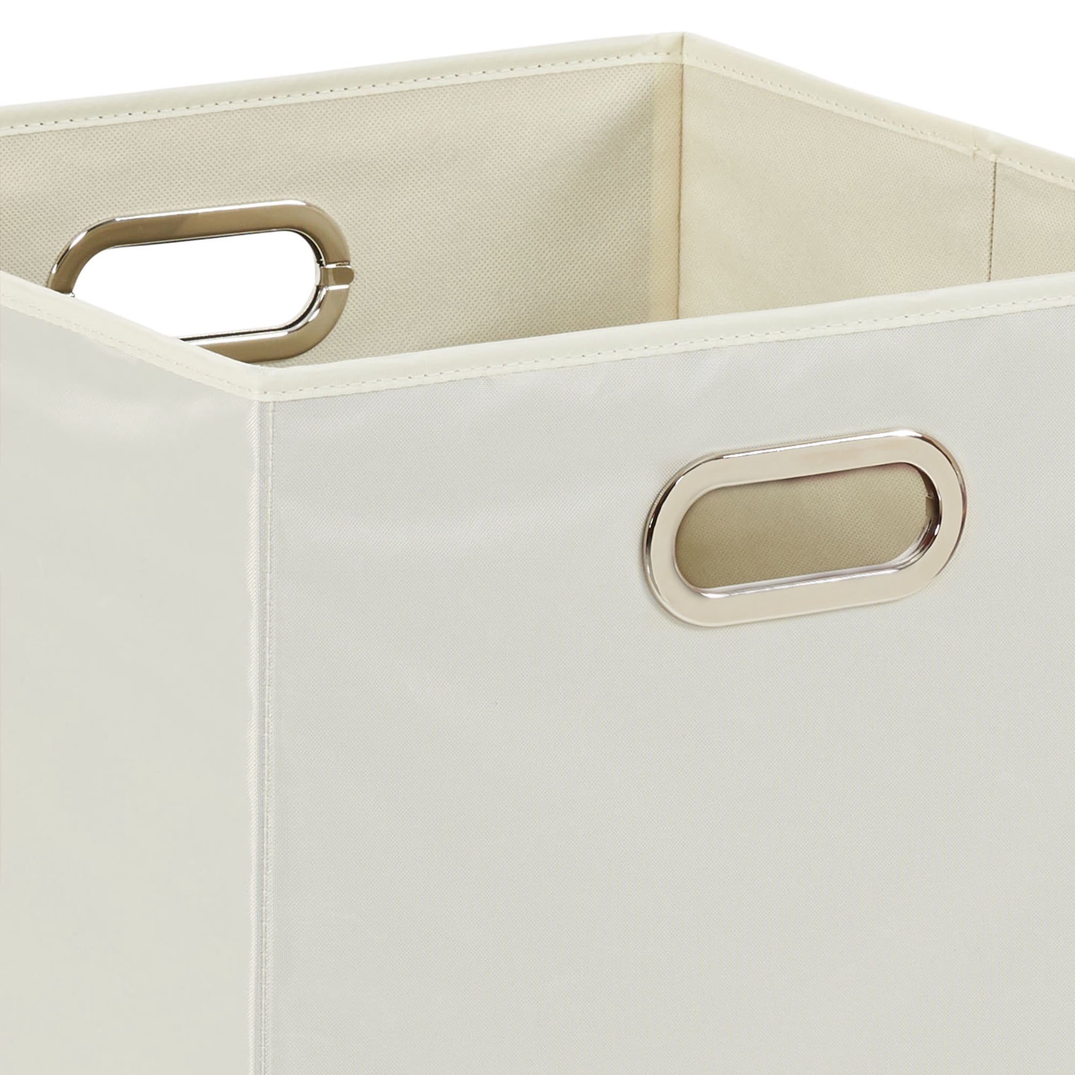 Household Essentials GEN Folding Laundry Hamper, Grommet Handles, Sturdy Fiberboard with Polyester Lining, Quick Set-Up, Squared Shape Saves Space, Natural