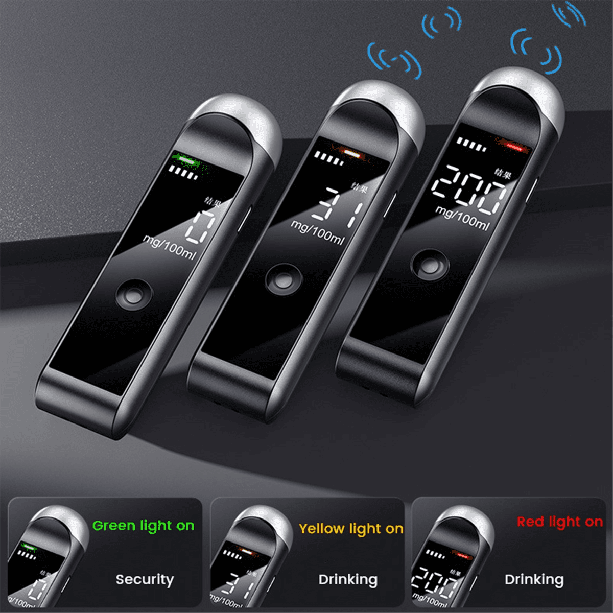 Testeur D'alcoolémie Portable - Écran LED, Alarme Sonore, Rechargeable USB-C - Pour Voiture, Prévention