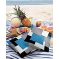thumbnail image 4 of Outdoor Throw Pillow Cover Abstract Geometric Color Block Waterproof Cushion Covers 2 Pack Blue Gray White Black Splicing Plaid Pillow Cases Home Decoration for Patio Garden Couch Sofa, 4 of 7