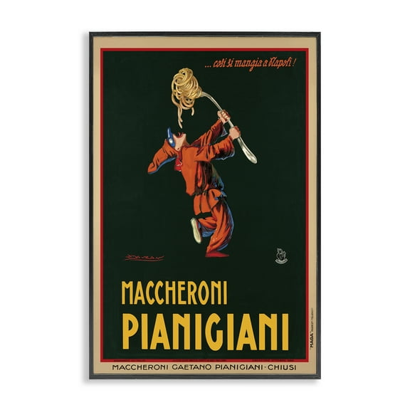 Stupell Industries Maccheroni Vintage Ad Food & Beverage Painting Black Framed Art Print Wall Art, 12 x 18