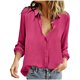 thumbnail image 4 of Neewe Button Down Shirts for Women 3/4 Length Elastic Cuffs Business Casual Blouses 2026 Summer Tops, 4 of 8