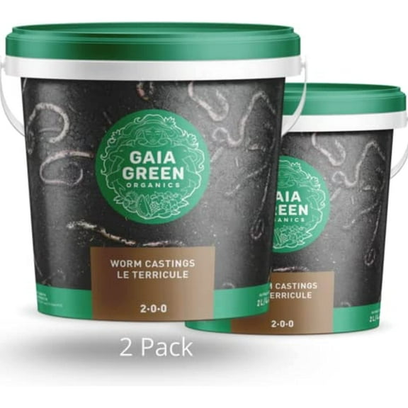 Gaia Green Organics 2-0-0 Worm Casting, 2Pack ( 3kg - 6 LB ) African Nightcrawlers Worms, Organic Soil Plant Nutrients Natural Enricher for Healthy Houseplants, Flowers and Vegetables