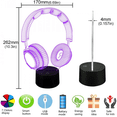 thumbnail image 3 of YSITIAN 3D Illusion Headphone Headset Night Light 7 Colors Changing Nightlight for Bedroom Smart Touch Sensor Optical Illusion Bedside Lamps Home Decoration Kids YT-14851, 3 of 6