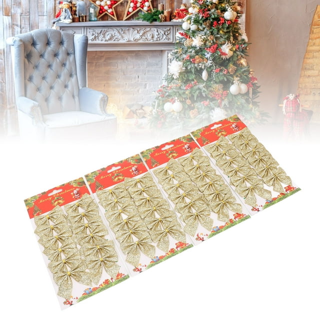 48pcs Xmas Tree Bow Decoration Non Woven Decorative Bows, Xmas Tree Garland Bows for Home Party, Plant Decorations