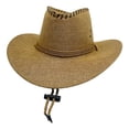 thumbnail image 2 of AHTJRT Men's Straw Cowboy Hat Western Mexican Palm Leaf Sombrero Buffalo Bill Sharpshooter Wide Brim Hats with Adjustable Rope Yellow M, 2 of 3