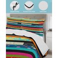thumbnail image 4 of Colorful Striped Twin XL Size Down Alternative Comforter, Lightweight Comforter Quilt Bedding Set with Pillow Shams Modern Abstract Art Retro All Seasons Bed Comforter Duvet Insert 68"x98", 4 of 7