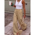 thumbnail image 5 of Women High Waist Wide Leg Pants, Loose Fit Long Trousers with Pockets for Daily Office Commute, 5 of 6