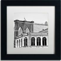 Trademark Fine Art "Brooklyn Bridge 1" Canvas Art by CATeyes, White Matte, Black Frame