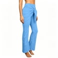 thumbnail image 5 of Lmueinov Bell Bottom Pants for Women Elastic Waist Tie Front Flare Pants Solid Color Slim Fit Trousers Fashion Casual Wrap Waist Pants for Vacation Everyday Wear, 5 of 7