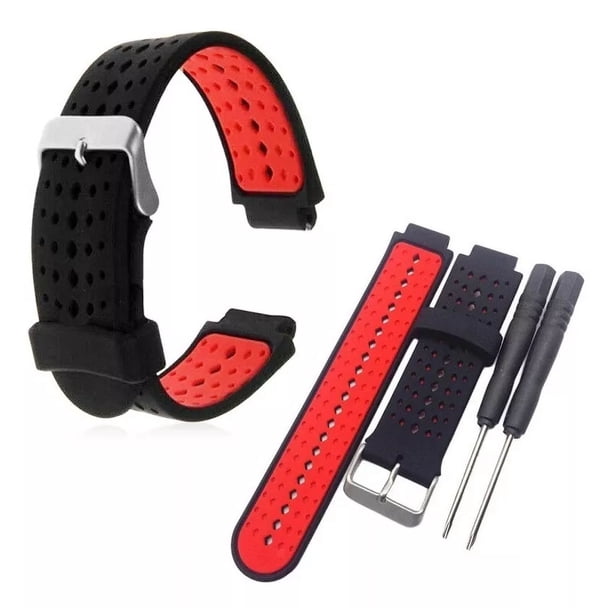 Correa Para Garmin Forerunner 235, 220, 230, 620, 630, 735 Ancho De La Correa 22 Mm Color Negro Interior Rojo
