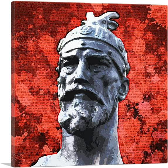 ARTCANVAS Skanderbeg - George Castriot Albania Bust National Anthem Red Canvas Art Print - Size: 36" x 36" (1.50" Deep)