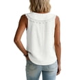 thumbnail image 4 of Womens Tank Tops Linen Sleeveless Lace Collar Shirts 2026 Summer Loose Button Front Dressy Casual Blouses, S, 4 of 4
