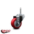 thumbnail image 2 of 3 Inch Red Poly Wheel Swivel 5/8 Inch Threaded Stem Caster Service Caster, 2 of 2