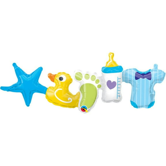 41 inch Baby Boy Garland (Air-Fill Only) Foil Mylar Balloon - Party Supplies Decorations
