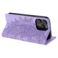 thumbnail image 6 of SaniMore for iPhone 15 Pro Case, PU Leather Embosed Mandala Flower Wallet Protective Phone Cover Card Slots Pocket Purse Women Men Kickstand Vintage Shockproof Anti-fall Shell, Purple, 6 of 8