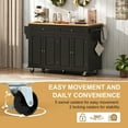 thumbnail image 5 of ChVans 59" W Kitchen Island with Drop Leaf, Rolling Kitchen Cart with Storage on Wheels, Large Island Table for Kitchen with Rubber Wood Top and Rack and Drawer, 5 of 9