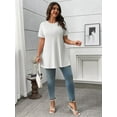 thumbnail image 6 of LANREMON Tunic Tops for Women Summer Short Sleeve Oversized Blouses Casual Loose Fit Round Neck Plus Size Tee Shirts 5XL, 6 of 8