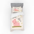 thumbnail image 1 of Saying Duvet Cover Set, Pot Belly Pink Piglet Laying on the Grass with Butterfly and Says Dude Relax, Bedding Set with Shams and Fitted Sheet, 3 Sizes, by Ambesonne, 1 of 3