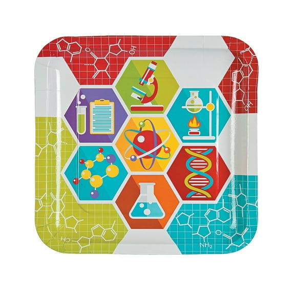 Science Party Dinner Plates, Party Supplies, 8 Pieces