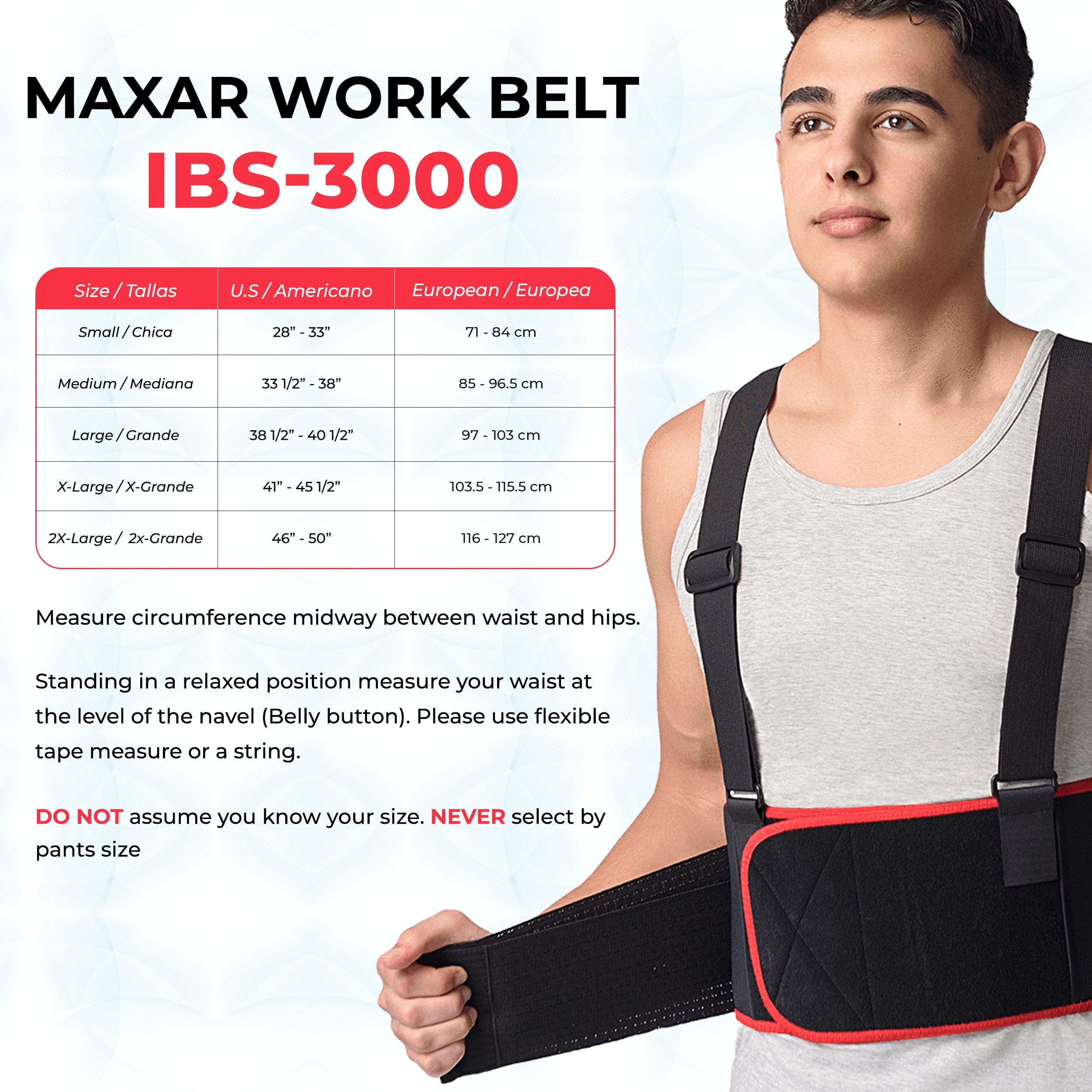MAXAR Work Belt, Industrial Lumbosacral Support Back Brace (Deluxe)