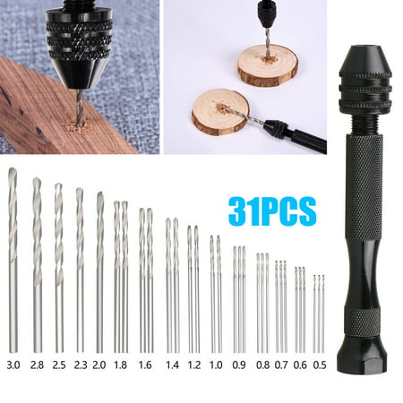 Hand Drill Bits Set 30PCS, EEEkit Precision Pin Vise Micro Mini Twist Drill Bits for Metal Wood, Jewelry, Delicate Manual Work, Electronic Assembling and Model Making, DIY (Best Wood For Hand Drill Fire Making)