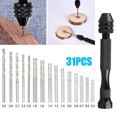 Micro Drill Set - Hand Drill Bits Set 30PCS, EEEkit Precision Pin Vise Micro Mini Twist Drill Bits for Metal Wood, Jewelry, Delicate Manual Work, Electronic Assembling and Model Making, DIY Drilling