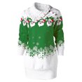 thumbnail image 2 of Pntutb Mujer Navidad Santa Claus Copo de nieve Botones estampados Cuello vuelto Túnica Sudadera de manga larga tops Pntutb Pntutb-4098, 2 of 6