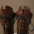 thumbnail image 6 of Brown Womens Lace-Up Boots With Round Toe And Flat Sole For Winter Casual And Fashionable Look, 6 of 9