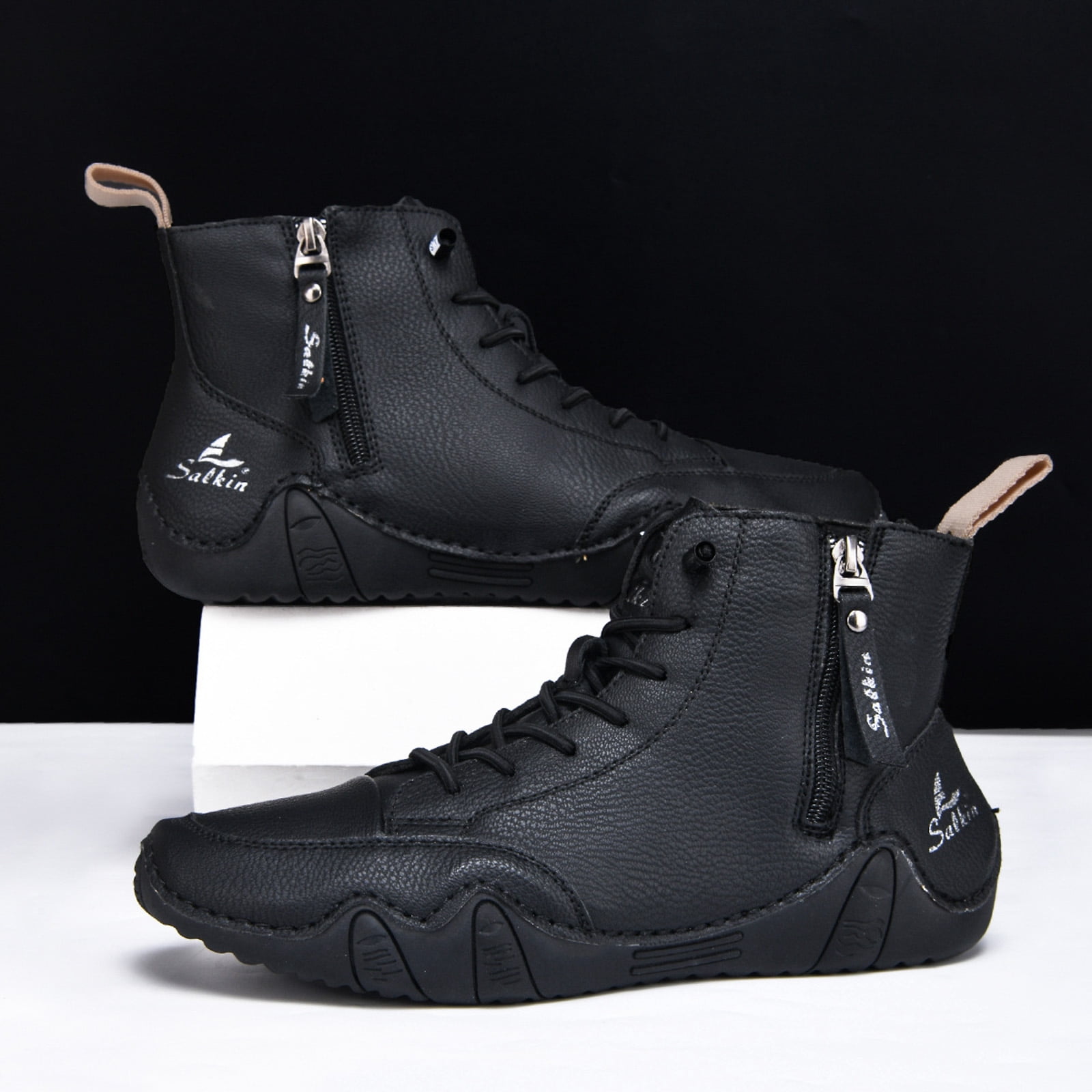 Dakaela Men's Suede Chukka Boots Lightweight Barefoot Walking Shoes High Top Slip on Hiking Sneakers