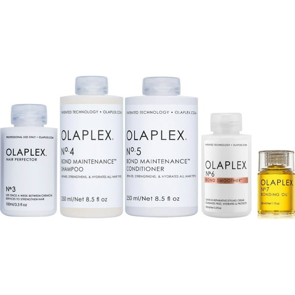 Olaplex No.3 Hair Perfector 3.3 oz, No.4 & 5 Bond Maintenance Shampoo & Conditioner 8.5 oz Each, No.6 Smoother 3.3 oz and No.7 Bonding Oil 1 oz