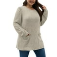 thumbnail image 3 of Long Sleeve Shirts for Women Long Sweaters with Pockets Tunic Tops Loose Fit Apricot XL, 3 of 8