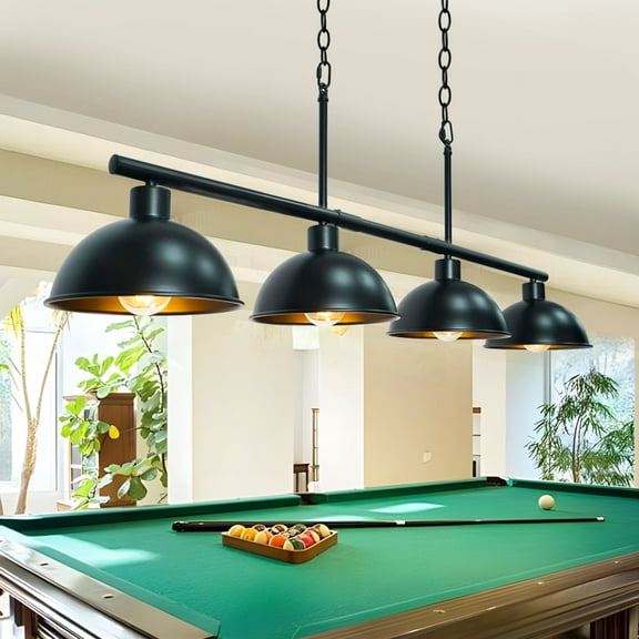 UZNHTY Pool Table Light 4-Lights Billiard Light 46" Pool Table Lights Hanging Over Pool Table Kitchen Island Lighting Hanging Light Fixtures Matt Black