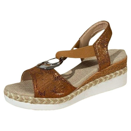 

Cathalem Women s Sandals Outdoor Casual Walking Sandals Summer Footwear for Women(Brown 42)