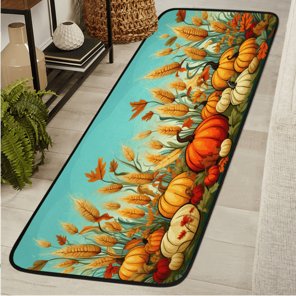 CURLYOOT Fall Runner Rug 2'x6' Washable Kitchen Runner Rug Indoor Non Slip Laundry Rugs Harvest Thanksgiving Floor Carpet for Hallway Kitchen Entryway Bedroom Living Room