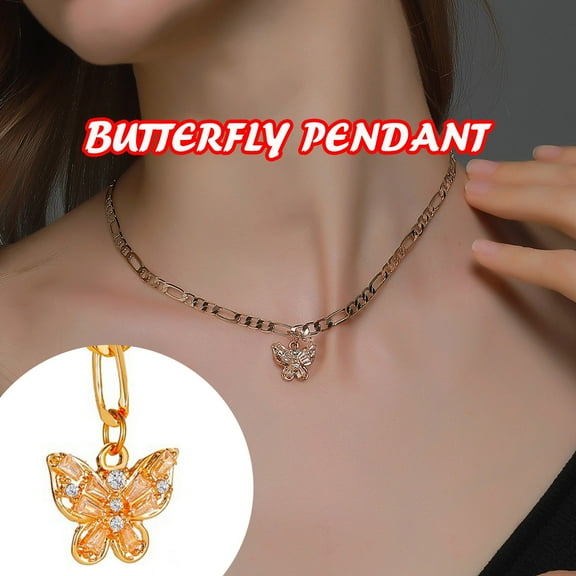 Teissuly Zircon Necklace Pendant Clavicle Chain Banquet Jewelry