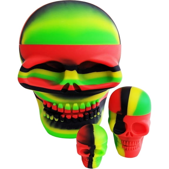 Silicone Skull Storage Containers Set, Non-Stick Reusable Silicone Jars for Small Item Organization, Durable Multi-Size Storage Set