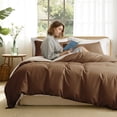 thumbnail image 2 of Exclusivo Mezcla Twin Bedding Duvet Cover Set, 2 Pieces Lightweight Comforter Cover with Pillow Sham (Brown and Brich Beige), 2 of 8