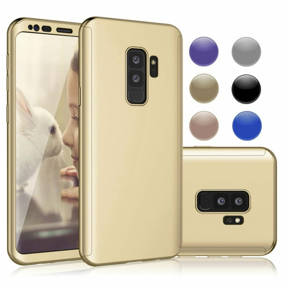 Njjex for Galaxy S10 / S10+ / S10e / S9 / S9+ / S8 / S8+ / S7 / S7 Edge / Note 9 / J4 / J6 Ultra Thin Premium Dual Layer Plastic Hard Case with Screen Protector Skin