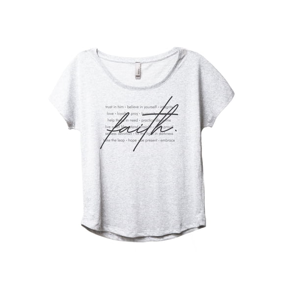 What Is Faith Women's Fashion Slouchy Dolman T-Shirt Tee Heather White 2X-Large