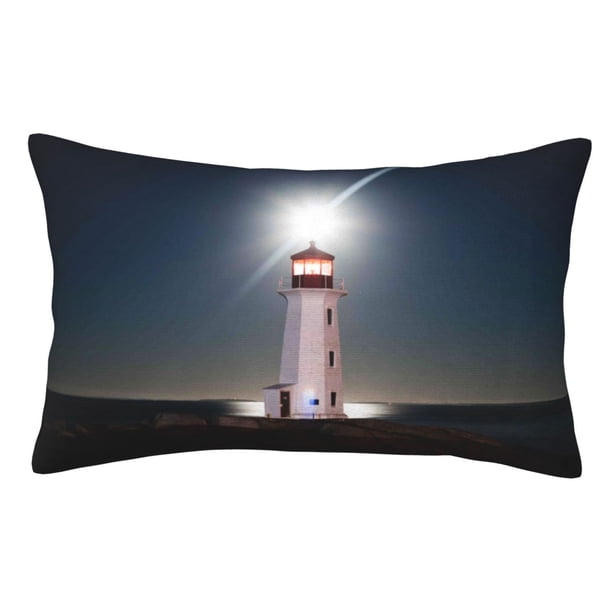 Fotbe Peggy's Cove Lighthouse Funda de Almohada Decorativa Estilo Occidental, Lujo en Algodón, Fundas para Almohadas King, Cojín Estampado para Decoración del Hogar-20"x30"