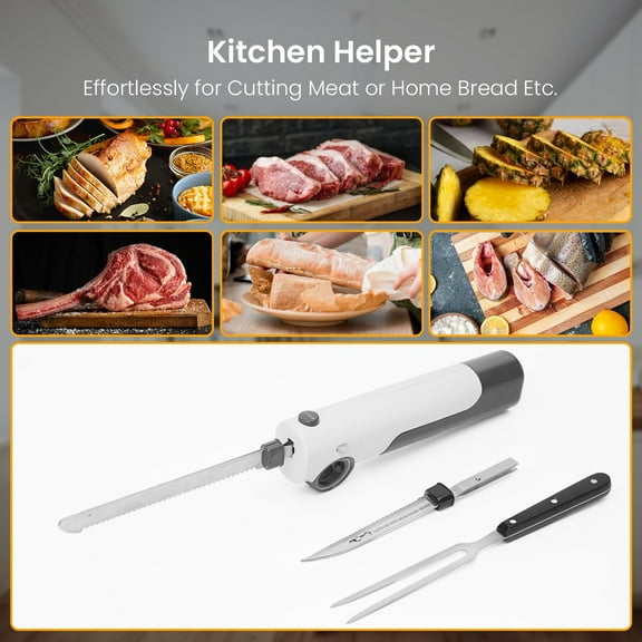 Cordless Electric Knife with Replaceable Blades and Storage Box