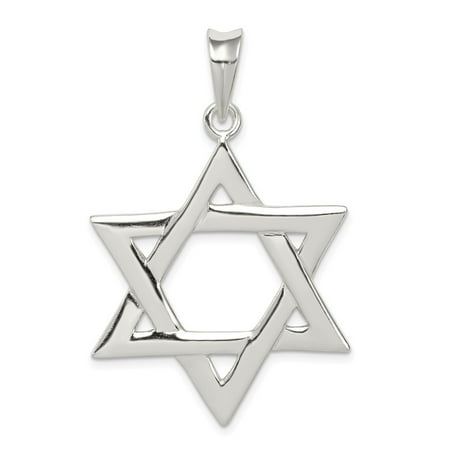 Love Star Of David Pendant - 925 Sterling Silver Polished Star Of David Pendant (46mm x 29mm)