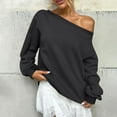 thumbnail image 6 of Womens Off Shoulder Sweatshirt Oversized Drop Shoulder Long Sleeve Fleece Pullover Top Fall Soft Outfits, 6 of 6